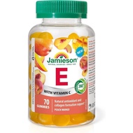 Jamieson Vitamin E 100 IU Gummies Peach Mango Flavour, with 25 mg Vitamin C. Packed with Antioxidant
