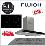 FUJIOH FR-MT1990R/V 900MM CHIMNEY COOKER HOOD WITH GLASS PANEL + FUJIOH FH-ID5120 INDUCTION HOB BUNCLE DEAL