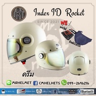 หมวกกันน็อค ID ROCKET  หมวกกันน็อควินเทจ คาเฟ่ เต็มใบหุ้มคาง  นวมถอดซักได้ (แถมฟรีผ้าบัฟ ชิลด์แถม บั