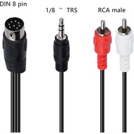 8 Pin DIN Male Plug to 2RCA/3.5mm Male TRS Stereo AUX Adapter Cable for Radio Audio Equipment Signal Output