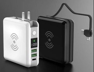 三合一帶線QI無線充電器+行動電源10000mah Qi快充無線充電底座