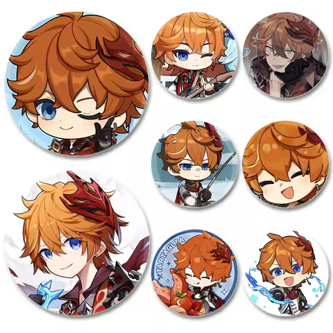 32/44/58mm Genshin Impact Badge Tartaglia Game Character Brooches Cartoon Cosplay Cute Enamel Pins f