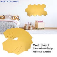 MULTICOLOURFD 12pcs Hexagon Mirror Wall Sticker, Acrylic 2.95*5.12*5.91in Acrylic Mirror Decal, Gold