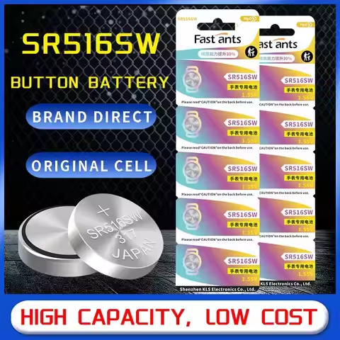 Original 317 SR516SW Button Battery 1.55V Watch Battery for Watch Remote Control Equivalent