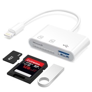 WAVLINK 3-in-1 Card Reader for iPhone Lightning to SD/TF Card Adapter with USB 2.0-A Port Compatible