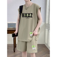 Set Pakaian Sukan Kasual untuk Lelaki Musim Panas Jenama Trendi 2025 Baju-T Kolar Pendirian Baharu P