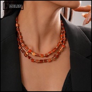 MELEN Colorful Necklace, Exaggerate Elegant Beaded Necklace, Women Trend Irregular Double-layer Jewe