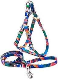 DFDJLA pet supplies Pull Dog Harness Set with 1.2m Dog Leash Size Adjustable Canvas Print Harness fo