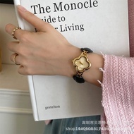 Vintage Bracelet Style Women's Watch Small Chanel Style Leather Strap Four-Leaf Clover CIWG