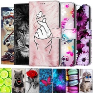 Painted Leather Flip Phone Case For Huawei Y5 Y6 2017 Y7 Y9 2018 2019 Y5P Y6P Y7P Flower Wallet Card