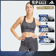 adidas เทรนนิง & Gym & Training บรา AOP ซัพพอร์ตปานกลางสำหรับวิ่งพร้อมกระเป๋า ผู้หญิง สีเทา IT6704