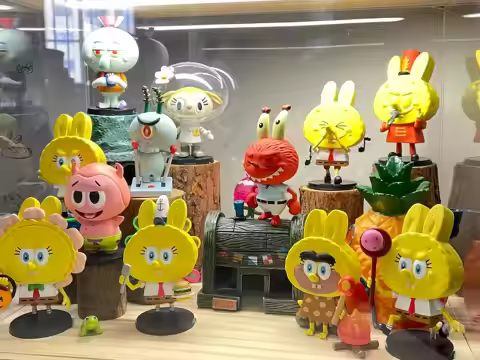 Original Popmart Labubu Spongebob Squarepants Handheld Blind Box Dolls Cute Creative Gifts Trendy Or