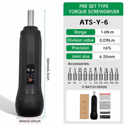 ALIYIQI Preset Torque Screwdriver 0.6 1.2 3 6 Nm Manual Torque Wrench 11pcs Set Bicycle Motorcycle R