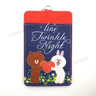 Line Brown Bear &amp; Cony Rabbit Twinkle Night Ezlink Card Holder with Keyring