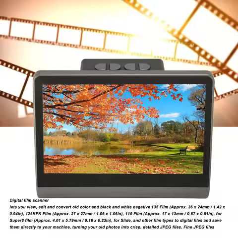 48MP Electronics Slide Scanner with 7in HD Screen Converts 135/126/110 Films Negatives to JPEG 16GB 