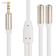 ESPOIR Headphone Splitter, 20cm/7.87in Gold Plated Stereo Y Splitter Cable, Flexible 3.5mm 1 Male to