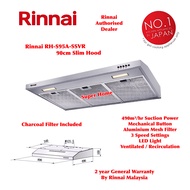 Rinnai Slim Hood RH-S95A-SSVR 90cm Cooker Hood - Recirculation with Charcoal Filter