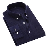 YA Men Corduroy Shirt Slim Long Sleeved Button Collar Casual Shirts Men Comfortable Warm Shirts Plus Size 5XL