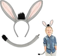 Donkey Costume Set, Donkey Ears, Headband and Tail Set, Donkey Animal Fancy Dress Outfit, Animal Cos