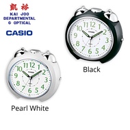 Casio Matt Pearl White/Black Twin Bell Alarm Clock TQ-369 With Snooze and Micro Light (13cm)