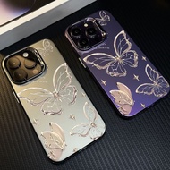 Luxury Laser Silver Gold Butterfly Matte Phone Case For OPPO Reno 13 13F 12 12F 11 11F 10 8 8z 8t 7 