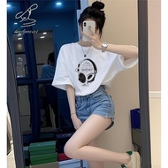 Design, Earphones. Factory 24 Hours Delivery Cotton T-shirt, Women's Clothing, Short Sleeves, Tops K