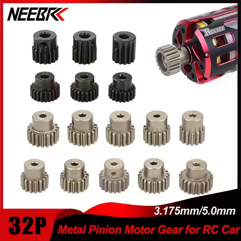 Surpass Hobby 32P Metal Pinion Motor Gear M0.8 32DP 5mm/3.175mm Shaft for 1/8 1/10 1/12 1/14 RC Car 