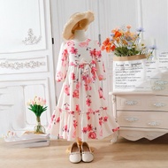 ML069 Jubah Kids Long Dress Girls Muslim Floral Print Jubah Budak Perempuan Kanak-Kanak 4Y-14Y [ REA