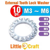 10pcs External Tooth Lock Washer M3 M4 M5 M6 Washer Screw