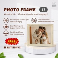 【Mach Photo】8R S-Shaped Wooden Photo Frame Brown Wash Landscape Portrait Hanging Free 8R Matte Photo