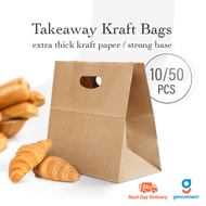 READY STOCK Brown Kraft Paper Bag Xmas Christmas Large Paper/F&B Food kraft bags Bento Box takeaway