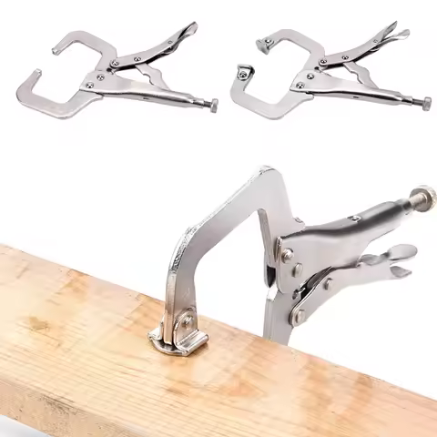 Alloy Steel Grip Vise Lock Jaw Swivel C Clamp weld Clip Woodwork Pincer Tong Tenon Locator Pad Wood 