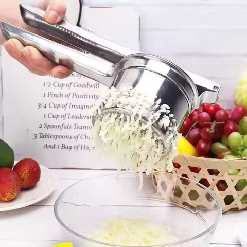 Masher Ricer Press Mashed Potatoes Stainless Steel Crushing Puree Fruit Vegetable SqueezerJuicer Pre