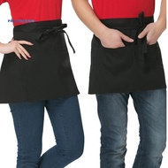 PEK-Solid Color Half-Length Short Waist Pockets Restaurant Cooking Chef Waiter Apron