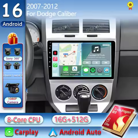 Android 16 For Dodge Caliber 2007 - 2012 2K QLED Android Car Radio Multimedia Video Player GPS AI Vo