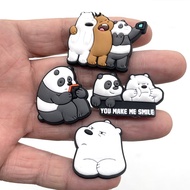 Cartoon Panda Brown Bear Accessories for crors Pins We Bare Bears jibits Charm for Men Hole Shoe Decorations