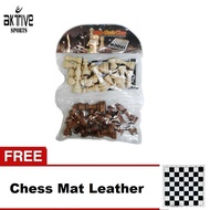 Wood Chess Set with Side Zip Lock Bag With Vinyl Chess Mat