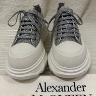 Alexander McQueen tread slick銀色亮片厚底鞋 37號 98新配件塵袋