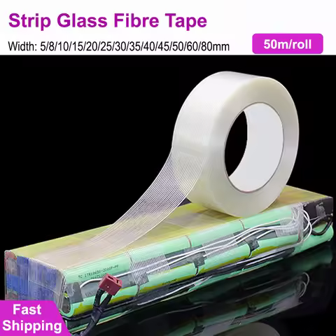 Striped Fiber Tape Lithium Battery Pack Insulation Wrap Fiberglass Tape Transparent Single Side Adhe