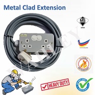 2x13A Metal Clad Extension socket c/w 1.5mmx3c (Fajar) cable & 13A Plug top with neon | Sirim approv