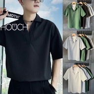 Hatton Gutto Versatile Lapel Ice Silk Short Sleeved Men's Polo Shirt 衬衫 - Solid Color