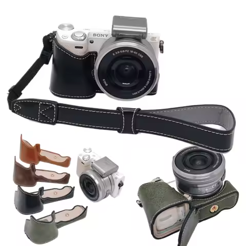 PU Leather Protective Half Case Grip for Sony NEX5 NEX5T NEX5R NEX5C NEX-5T NEX-5R NEX-5C Camera Bot