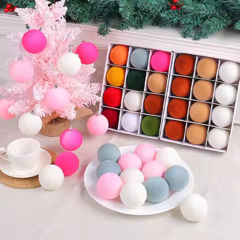 12Pcs 2.4 Inch Christmas Balls Christmas Tree Ornaments Shatterproof Velvet Christmas Tree Decoratio