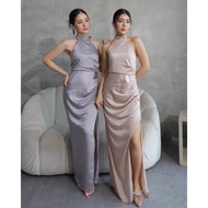 F123 AVIEE SATIN DRESS | HALTER DRESS | Women's SATIN DRESS | PARTY DRESS | BRIDESMAID DRESS [Trend_