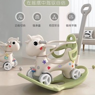 Kuda Goyang Kayu Kuda Goyang Kanak-Kanak Baby Walker 2-dalam-1 Mainan Hadiah Hari Lahir Pertama Pelb