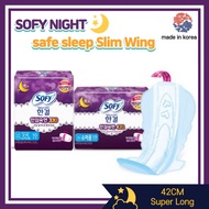 [SOFY] SANITARY PADS NIGHT Slim Wing safe sleep 42cm Hangyul Overnight 100% manufactured in Korea/Ko
