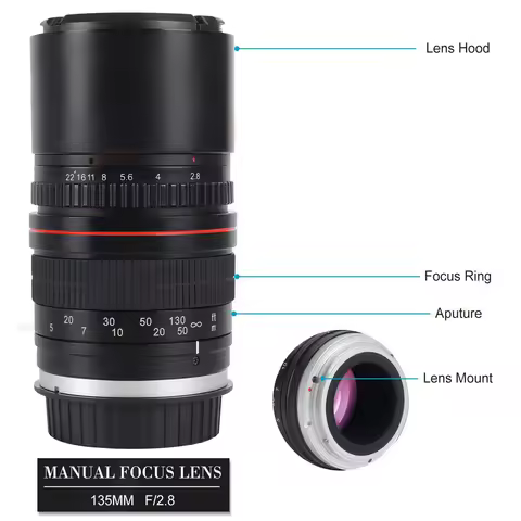 135mm F2.8 Full-Frame Telephoto Lens for Nikon Canon EOS 760D 800D 60D 70D 80D 5DIV 77D 5DIII 1300D 