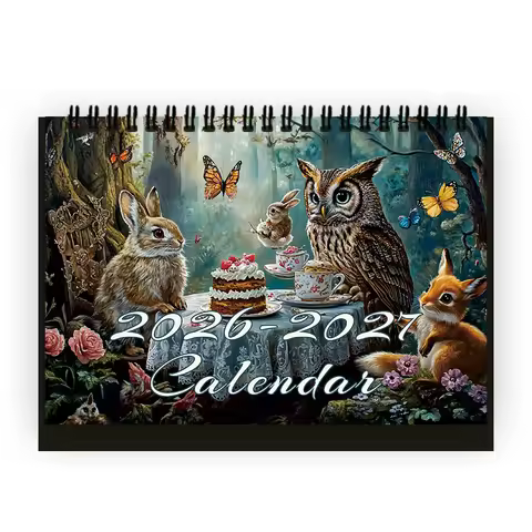 1pc 2026-2027 Animal Party Calendar, Fantasy, 24-Month Monthly Planner, Desktop Calendar, Perfect Gi