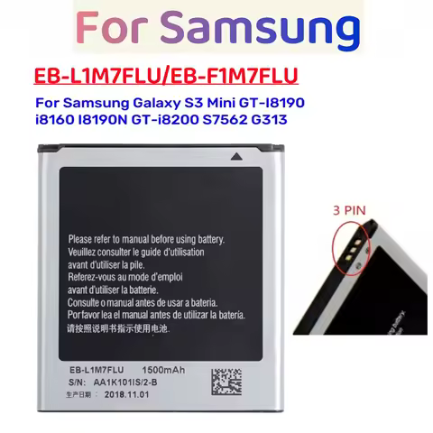 EB-L1M7FLU EB-F1M7FLU 1500mAh Battery For Galaxy S3 Mini GT-I8190 i8160 I8190N GT-i8200 S7562 G313 3