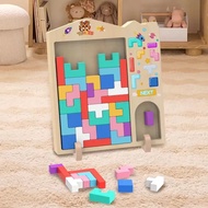 <^ SJA ^> Educational Toys for Children Tetris Puzzle Wooden Puzzle Geometry Shape Tetris Puzzle Toy